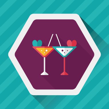 düğün şampanyası uzun gölgeli düz ikon, eps10