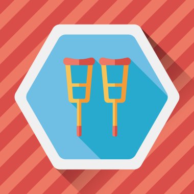 koltuk değneği ile uzun gölge düz simgesi