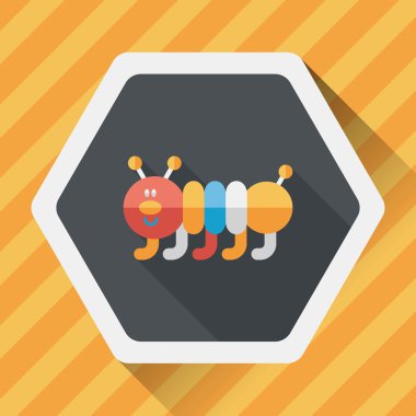 Caterpillar düz simgesi ile uzun gölge, eps10