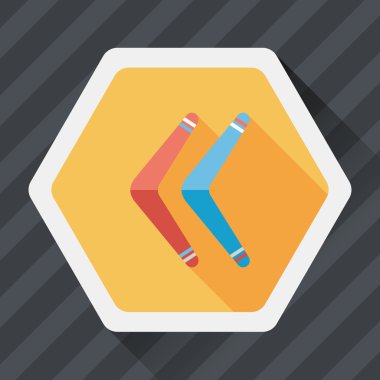 Bumerang uzun gölge düz simgesi