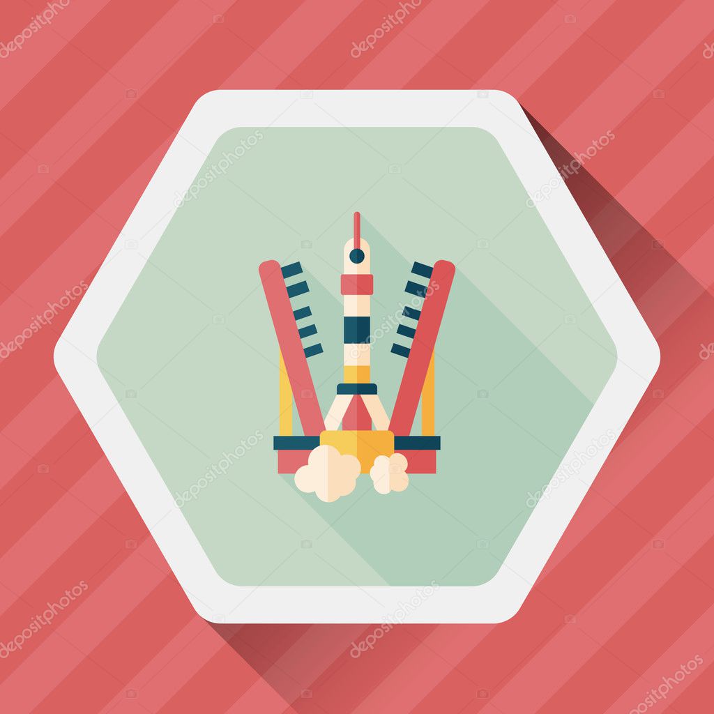 Space rocket flat icon with long shadow,eps10