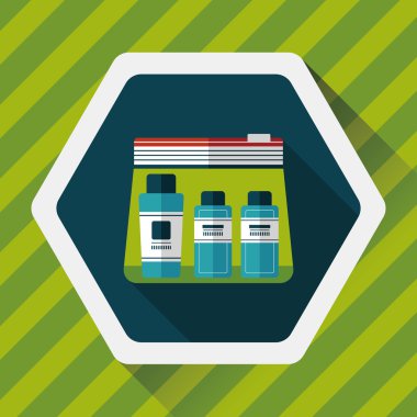 uzun gölge ile kozmetik kapları düz simgesi