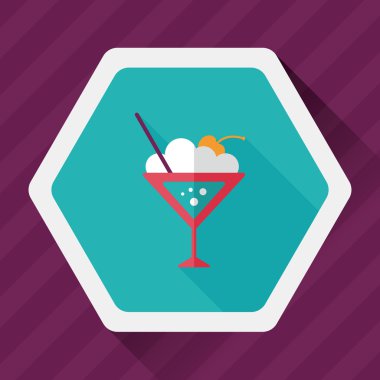 Uzun gölgeli kokteyl düz simgesi