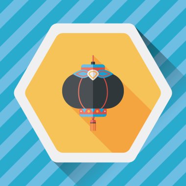 Çin yeni yılı uzun gölge, eps10, Çinli bir dekor ile düz simgesi