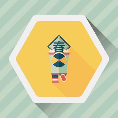 Çin yeni yılı uzun gölge, eps10, küçük bo düz simgesiyle