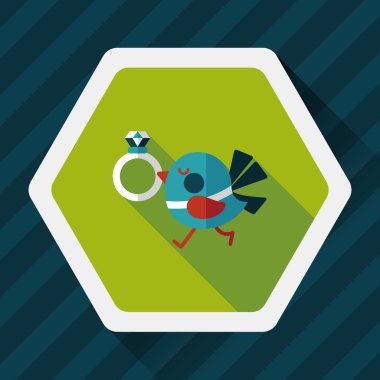 kuş uzun gölge, eps10 ile elmas yüzük düz simgesi ile düğün