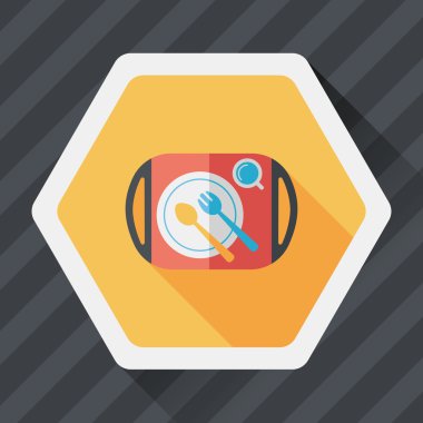 çanak ware ve çatal bıçak takımı uzun gölge düz simgesi