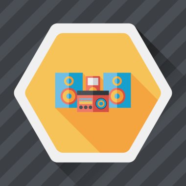 cep telefonu hoparlörler düz simgesi ile uzun gölge, eps10