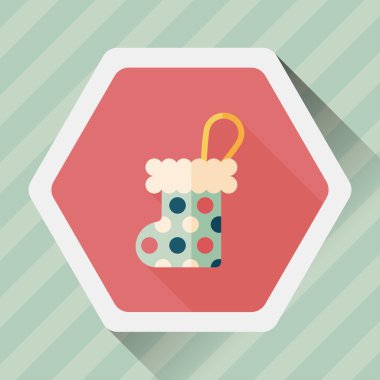 Noel çorap uzun gölge, eps 10 düz simgesi