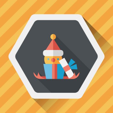 Noel hediye düz simgesi ile uzun gölge, eps10