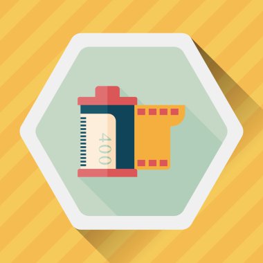 kamera film, uzun gölge ile düz simgesi