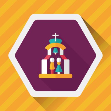 Uzun gölgeli Chruch Düz Simgesi 'nde düğün seremonisi.