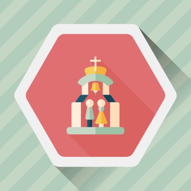 Uzun gölgeli Chruch Düz Simgesi 'nde düğün seremonisi.