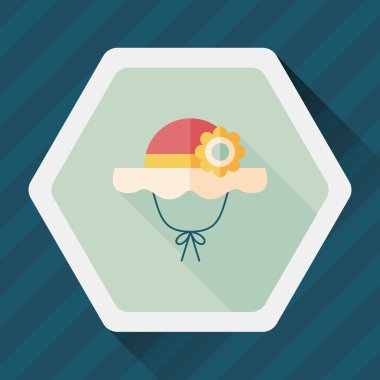 Kadın şapka düz simgesi ile uzun gölge, eps10