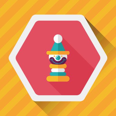 Piramit oyuncak düz simgesi ile uzun gölge, eps10