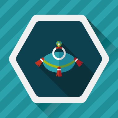 Elmas yüzük düz simgesi ile uzun gölge, eps10 teklif