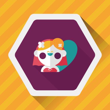 Gelinin düz ikonu, uzun gölgeli, eps10