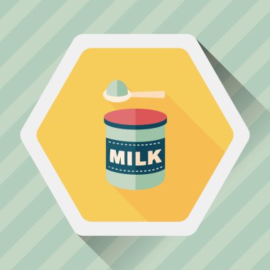 süt tozu süt gıda uzun gölge, eps 10 düz simgesiyle