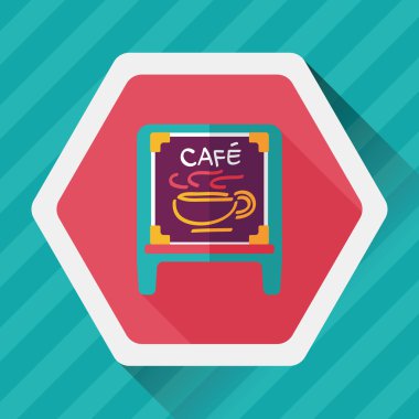 Kahve Dükkanı uzun gölge, eps10 düz simgesiyle işaretler