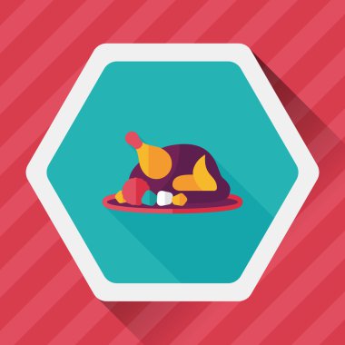 ızgara tavuk düz simgesi ile uzun gölge, eps10