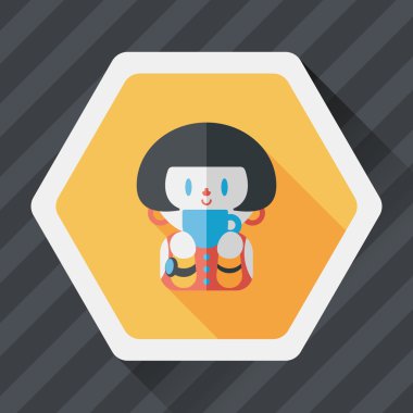 Bayan uzun gölge, eps10 düz simgesiyle kahve içme