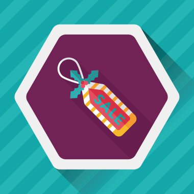 Noel satış etiketi düz simgesi ile uzun gölge, eps10