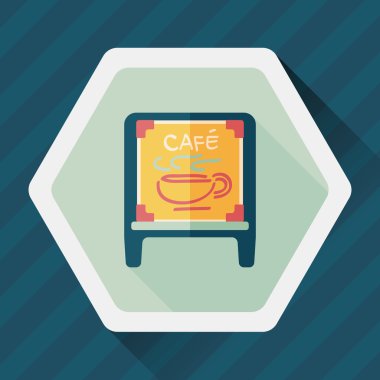 Kahve Dükkanı uzun gölge, eps10 düz simgesiyle işaretler