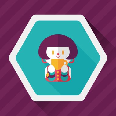 Bayan uzun gölge, eps10 düz simgesiyle kahve içme