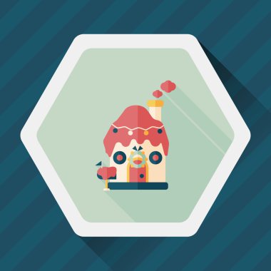 gingerbread house düz simgesi ile uzun gölge, eps10