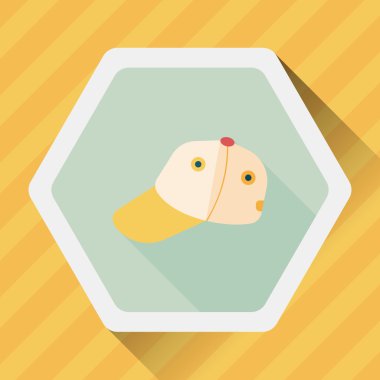 beyzbol kap düz simgesi ile uzun gölge, eps10