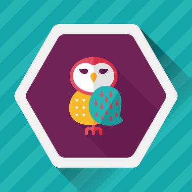 Cadılar Bayramı baykuş düz simgesi ile uzun gölge, eps10