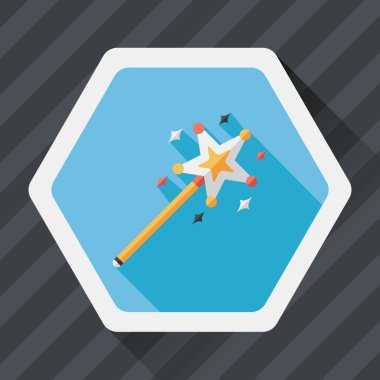 sihirli değnek düz simgesi ile uzun gölge, eps10