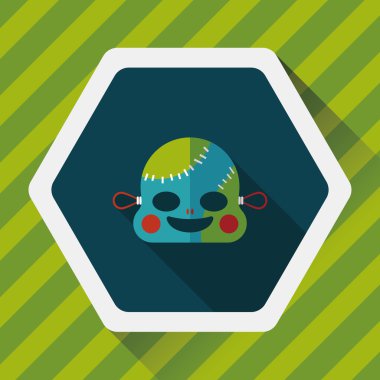 Cadılar Bayramı zombi düz simgesi ile uzun gölge, eps10