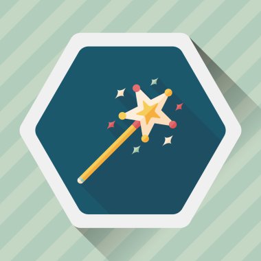 sihirli değnek düz simgesi ile uzun gölge, eps10