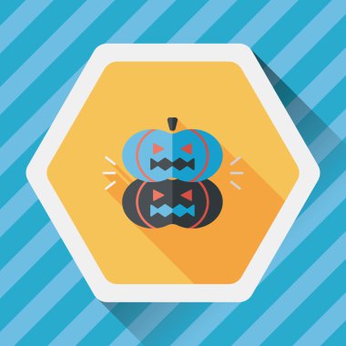 Balkabağı canavarı düz simgesi ile uzun gölge, eps10