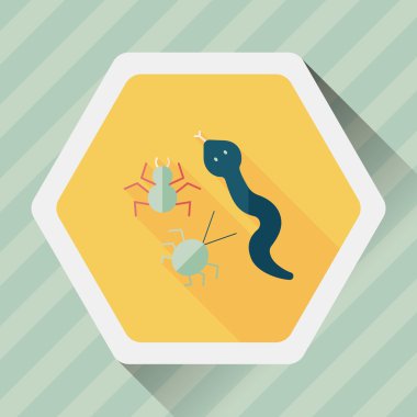 sürüngenler düz simgesi ile uzun gölge, eps10