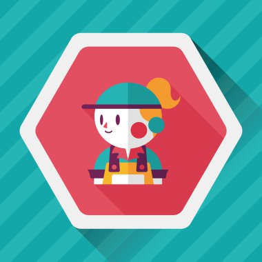 Kahve Dükkanı katip düz simgesi ile uzun gölge, eps10