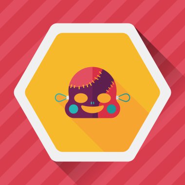 Cadılar Bayramı zombi düz simgesi ile uzun gölge, eps10