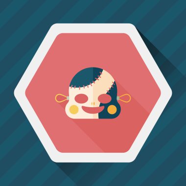 Cadılar Bayramı zombi düz simgesi ile uzun gölge, eps10