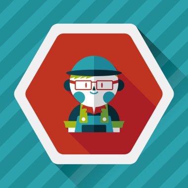 Kahve Dükkanı katip düz simgesi ile uzun gölge, eps10