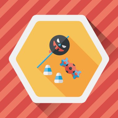 Cadılar bayramı şekeri düz simgesi ile uzun gölge, eps10