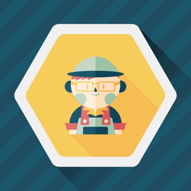 Kahve Dükkanı katip düz simgesi ile uzun gölge, eps10