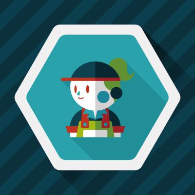 Kahve Dükkanı katip düz simgesi ile uzun gölge, eps10