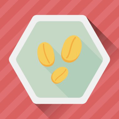 kahve çekirdeği uzun gölge, eps10 düz simgesiyle