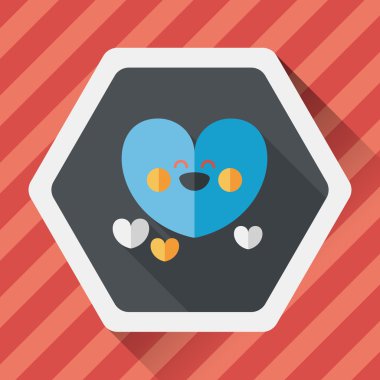 Sevgililer günü aşk kalp düz simgesi ile uzun gölge, eps10