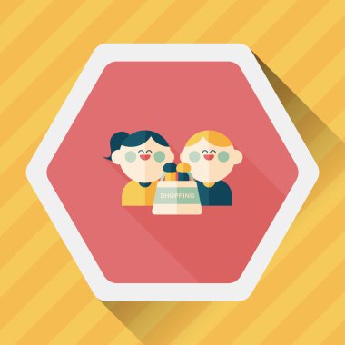 Sevgililer alışveriş uzun gölge, eps10 düz simgesiyle
