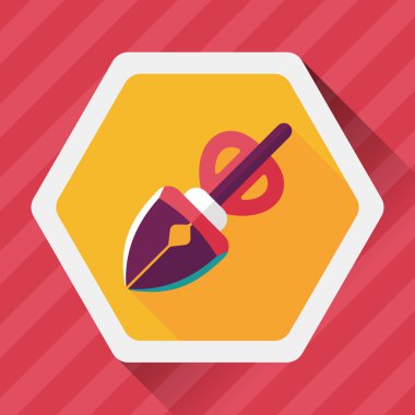 Evde beslenen hayvan köpek poo ekipman düz simgesi uzun gölge, eps10 ile al