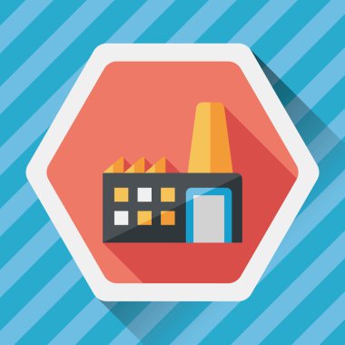 Bina Fabrika düz simgesi ile uzun gölge, eps10