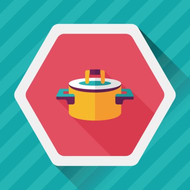 Uzun Gölge, eps10 ile mutfak eşyaları pot düz simgesi
