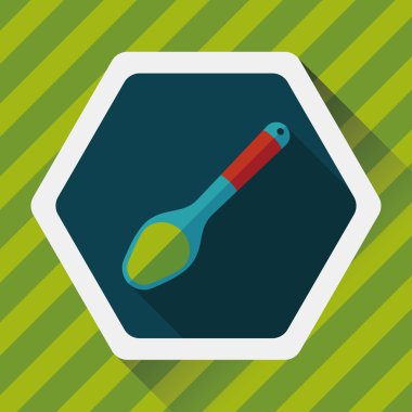 Uzun Gölge, eps10 ile mutfak eşyaları kaşık düz simgesi